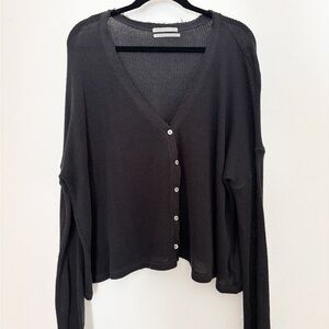 Urban Outfitters Boxy Oversized Black Knit Sweater Cardigan Size XL